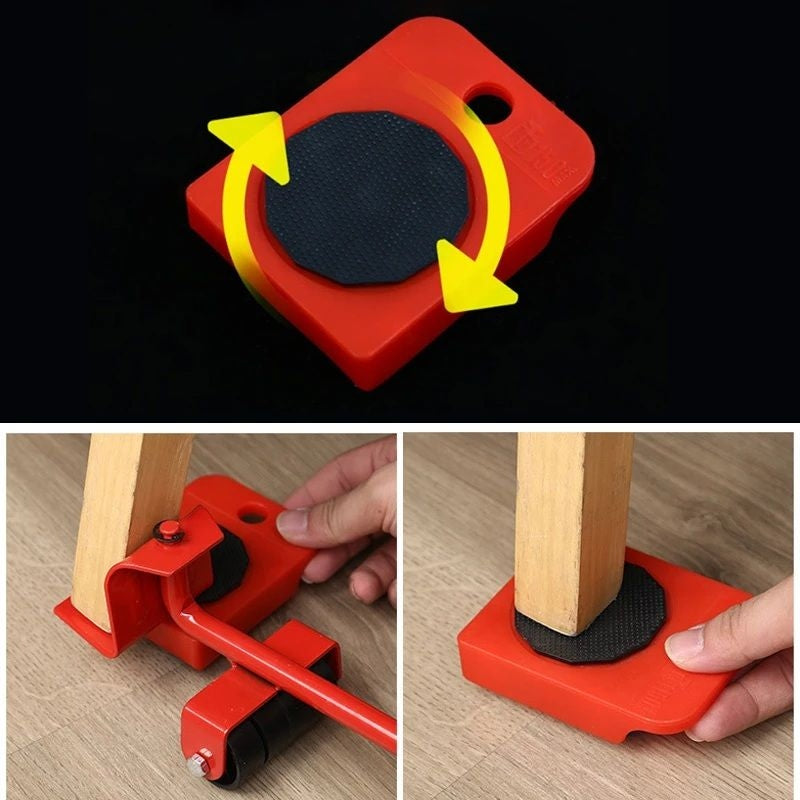 Furniture Lifter & Mover Tool Set – Heavy Appliance Roller with 4 Sliders & 1 Lift Bar