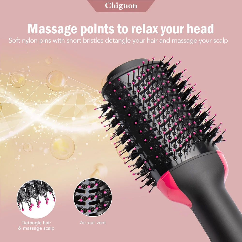 One-Step Hot Air Brush – 3-in-1 Hair Dryer, Straightener & Curler Comb