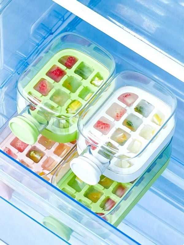 Crush Cup Ice Cube Water Bottle 500ml Reusable Hydration with Built-In Ice Press