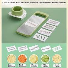 5-in-1 Manual Vegetable Cutter & Slicer – Stainless Steel Blades