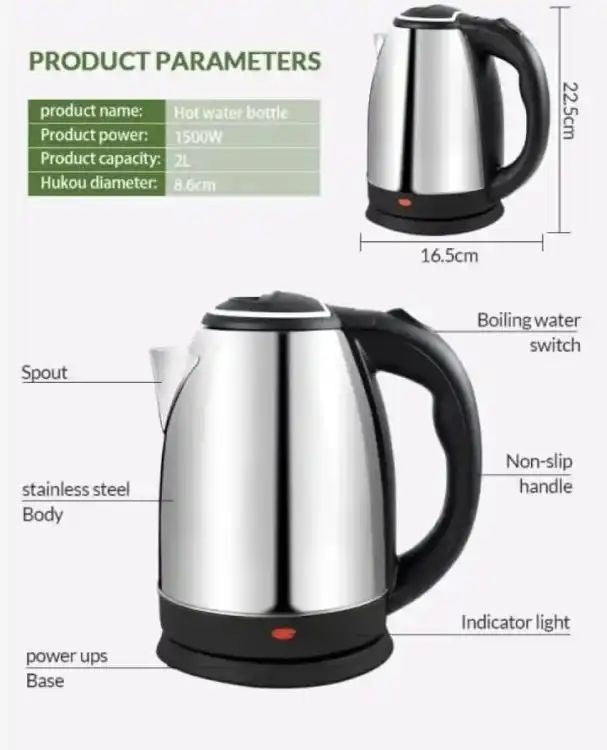 Premium Electric Kettle – Polished Body with Auto Shut-Off