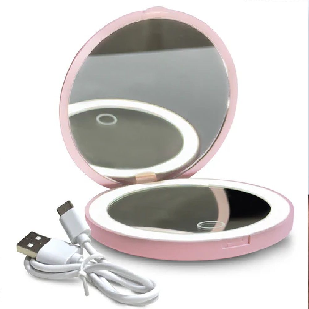 LED Pocket Mirror – Rechargeable Compact Lighted Makeup Mirror