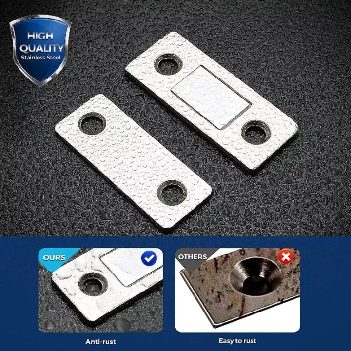 Ultra-Thin Magnetic Cabinet Catches - Stainless Steel Door Latches (4 Pack)