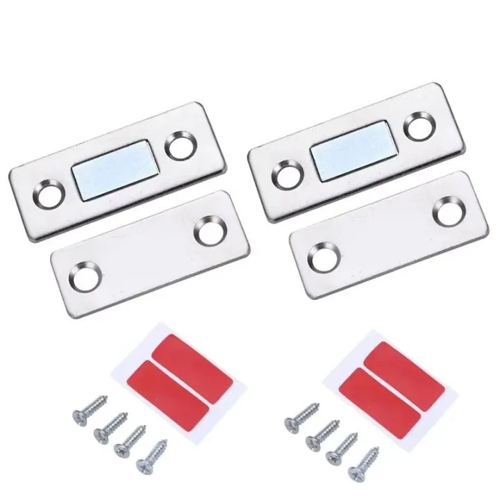Ultra-Thin Magnetic Cabinet Catches - Stainless Steel Door Latches (4 Pack)