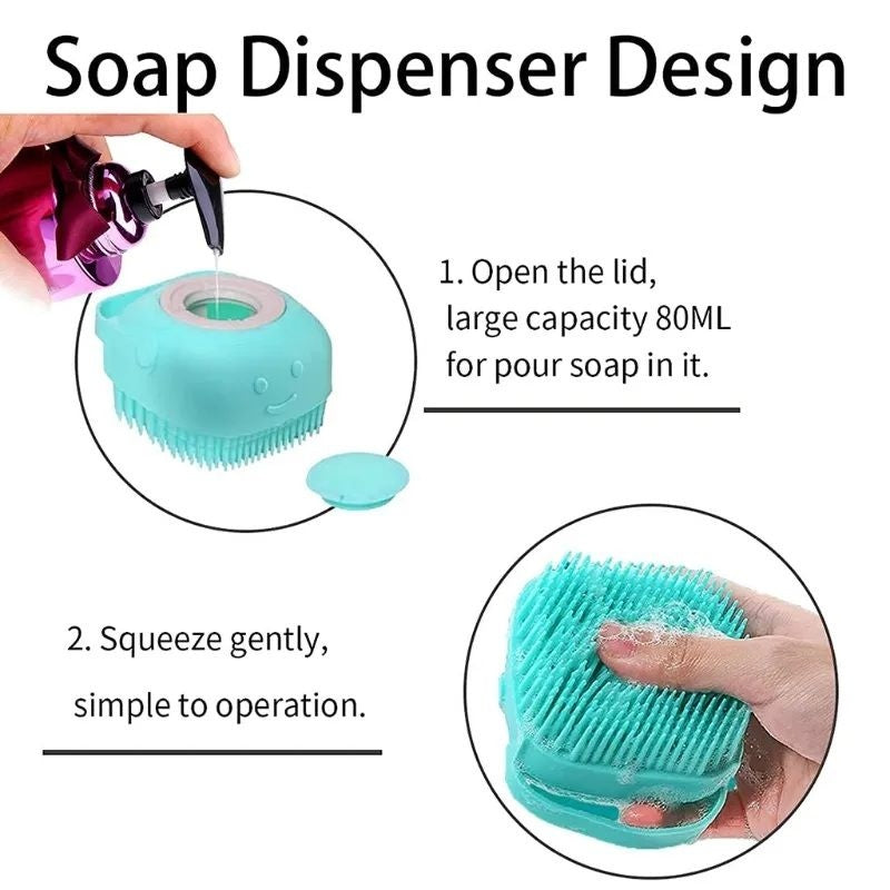 2-in-1 Silicone Bath Brush with Soap Dispenser