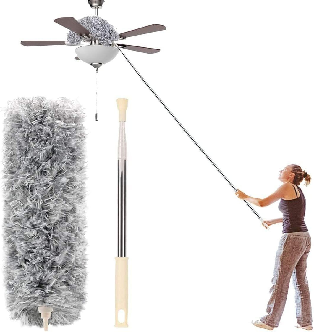 Microfiber Duster with Extendable Pole Bendable Long Handle Fan & Ceiling Cleaner
