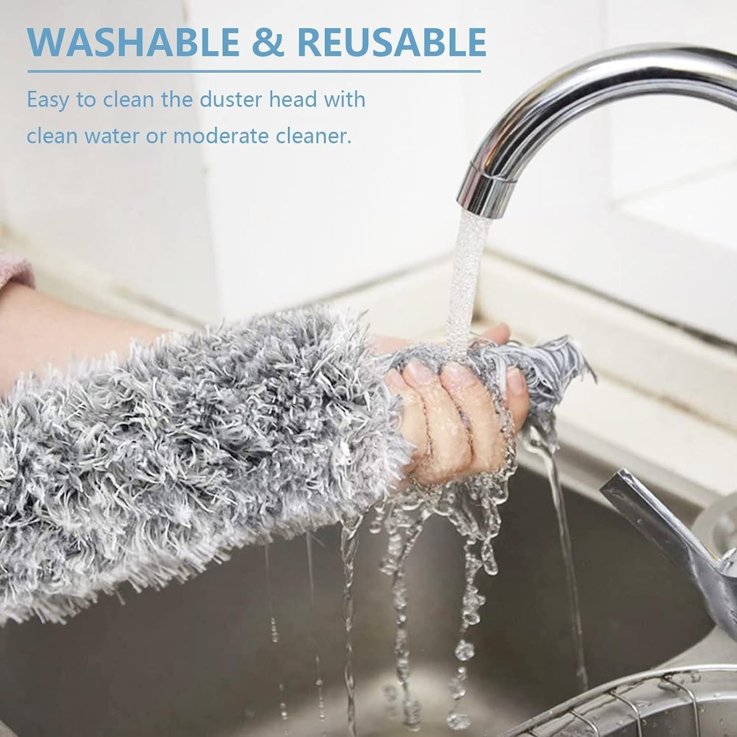 Microfiber Duster with Extendable Pole Bendable Long Handle Fan & Ceiling Cleaner