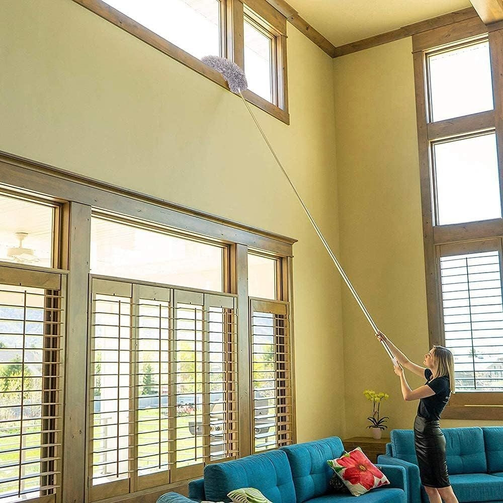 Microfiber Duster with Extendable Pole Bendable Long Handle Fan & Ceiling Cleaner