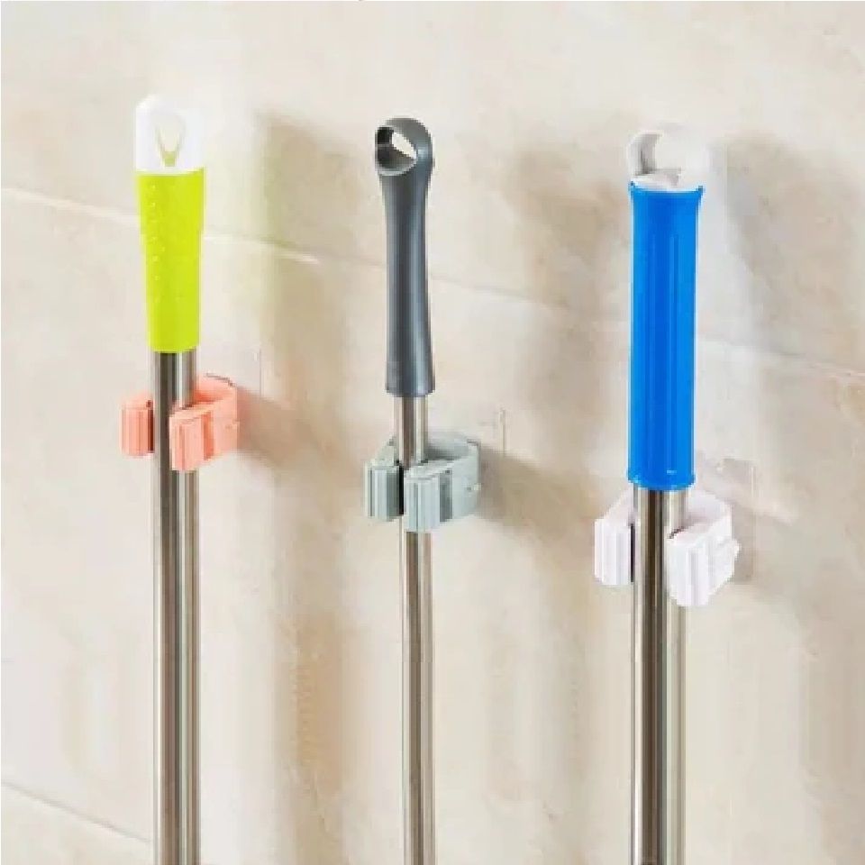 Self-Adhesive Mop and Broom Holder – Damage-Free Wall Mount Storage Rack