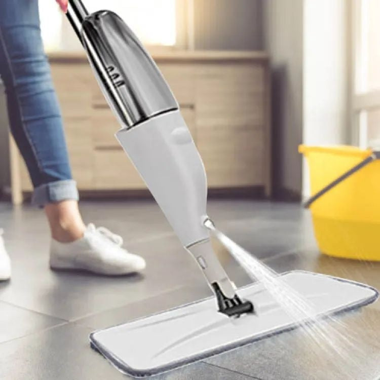 "360° Water Spray Mop with Refillable Bottle – Flat Microfiber Floor Cleaner for All Surfaces