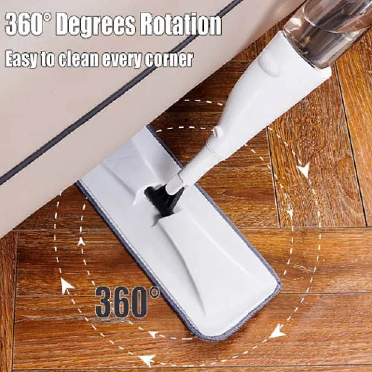 "360° Water Spray Mop with Refillable Bottle – Flat Microfiber Floor Cleaner for All Surfaces