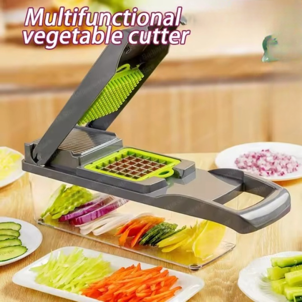 Multifunctional Vegetable Slicer & Chopper – 7-in-1 Cutter, Grater & Shredder with Basket