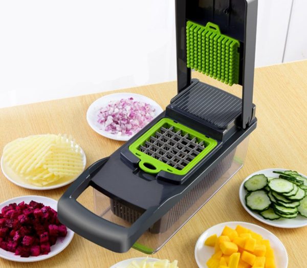 Multifunctional Vegetable Slicer & Chopper – 7-in-1 Cutter, Grater & Shredder with Basket