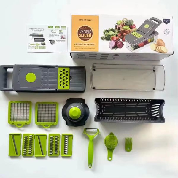 Multifunctional Vegetable Slicer & Chopper – 7-in-1 Cutter, Grater & Shredder with Basket