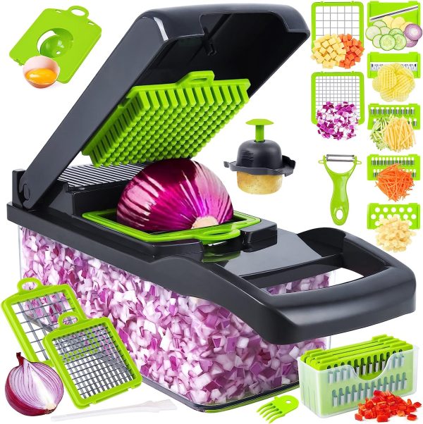 Multifunctional Vegetable Slicer & Chopper – 7-in-1 Cutter, Grater & Shredder with Basket