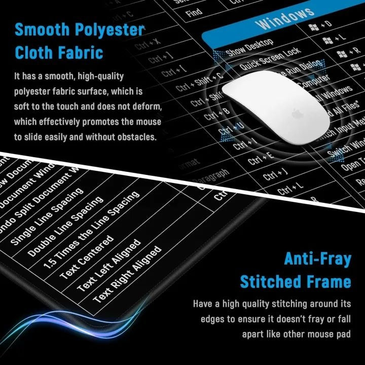 Keyboard Shortcut Mouse Pad Office & Excel Cheat Sheet Mat