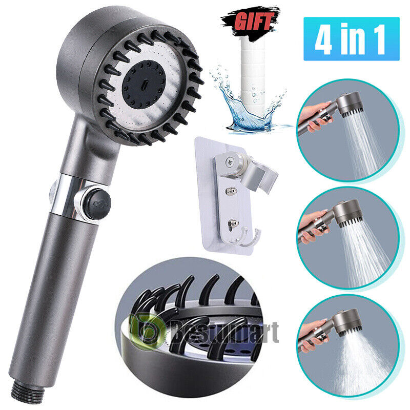 **3-Mode High Pressure Shower Head with Massage Brush – Rain & Spray Settings**