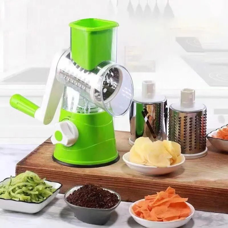 Tabletop Rotary Vegetable Cutter Manual Drum Slicer & Grater for Kitchen Use