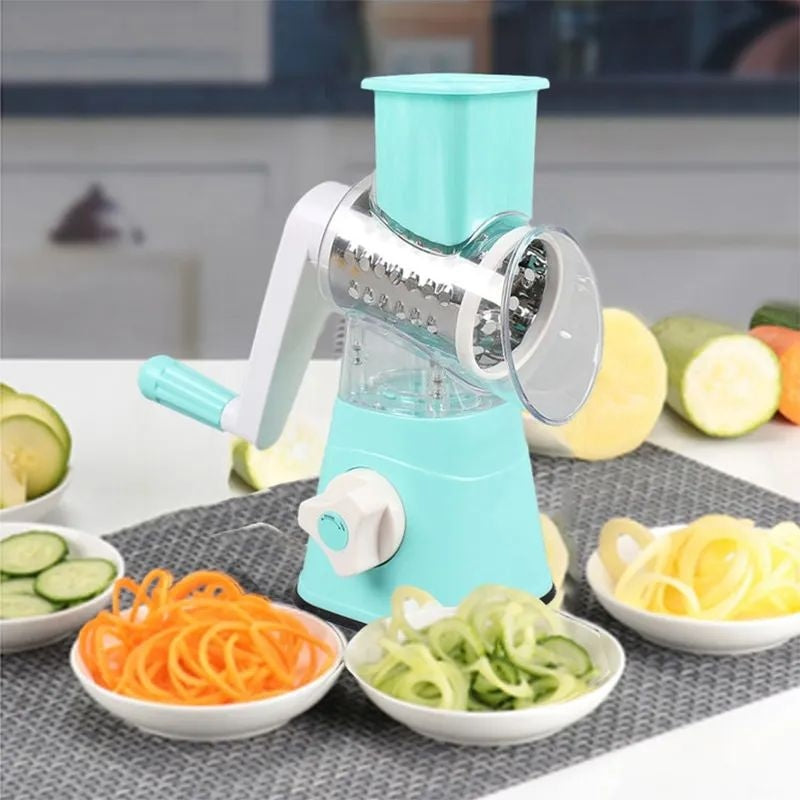 Tabletop Rotary Vegetable Cutter Manual Drum Slicer & Grater for Kitchen Use