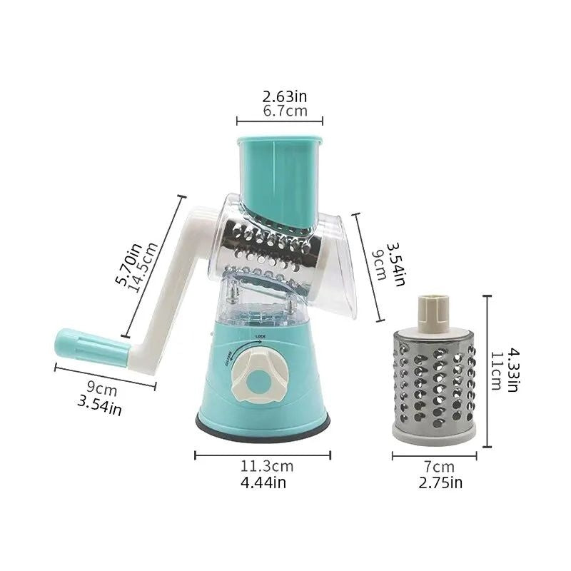 Tabletop Rotary Vegetable Cutter Manual Drum Slicer & Grater for Kitchen Use
