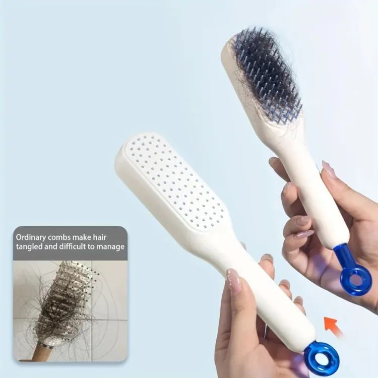 "Self-Cleaning Anti-Static Hair Brush – Retractable Massage Comb for Women | Effortless Hair Removal & Tangle-Free Styling"