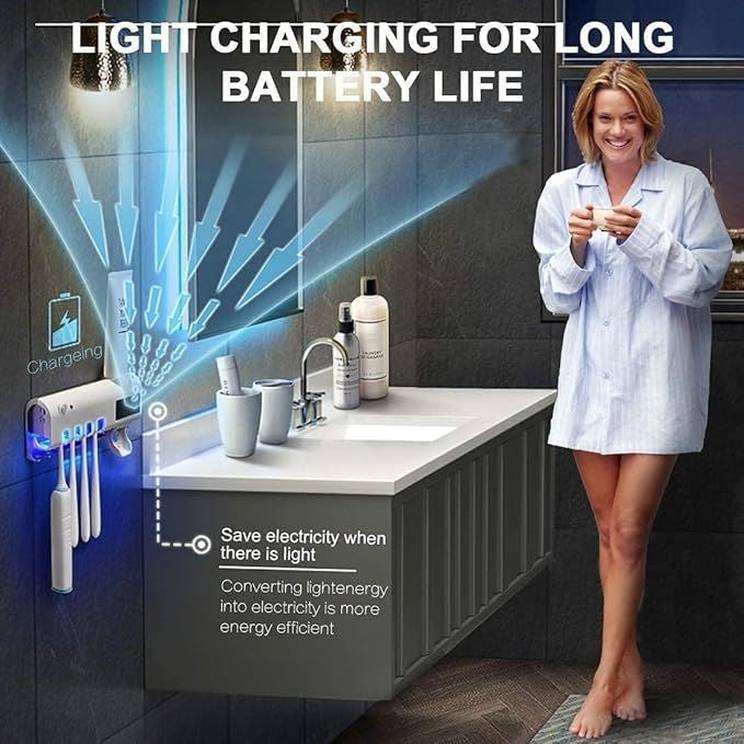 Smart UV Toothbrush Holder – Automatic Sterilizer & Toothpaste Dispenser | Bathroom Organizer