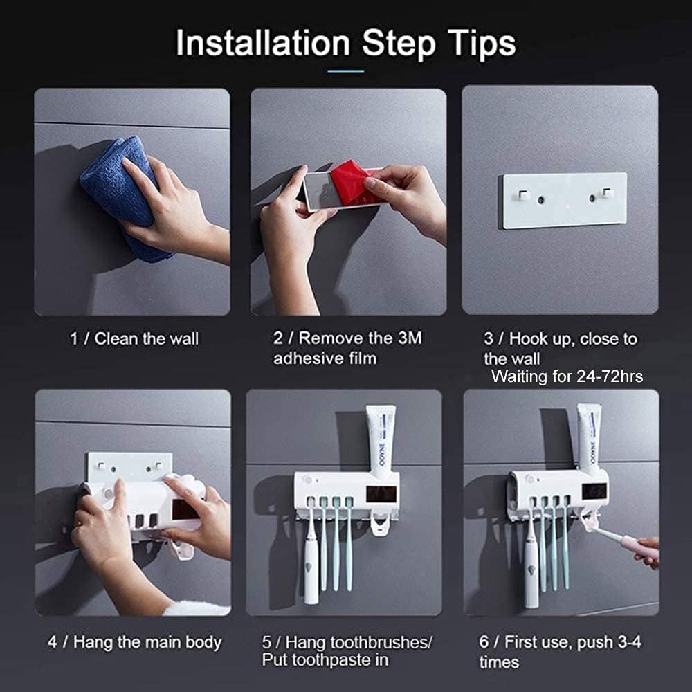 UV Toothbrush Holder with Toothpaste Dispenser – Solar & USB Powered