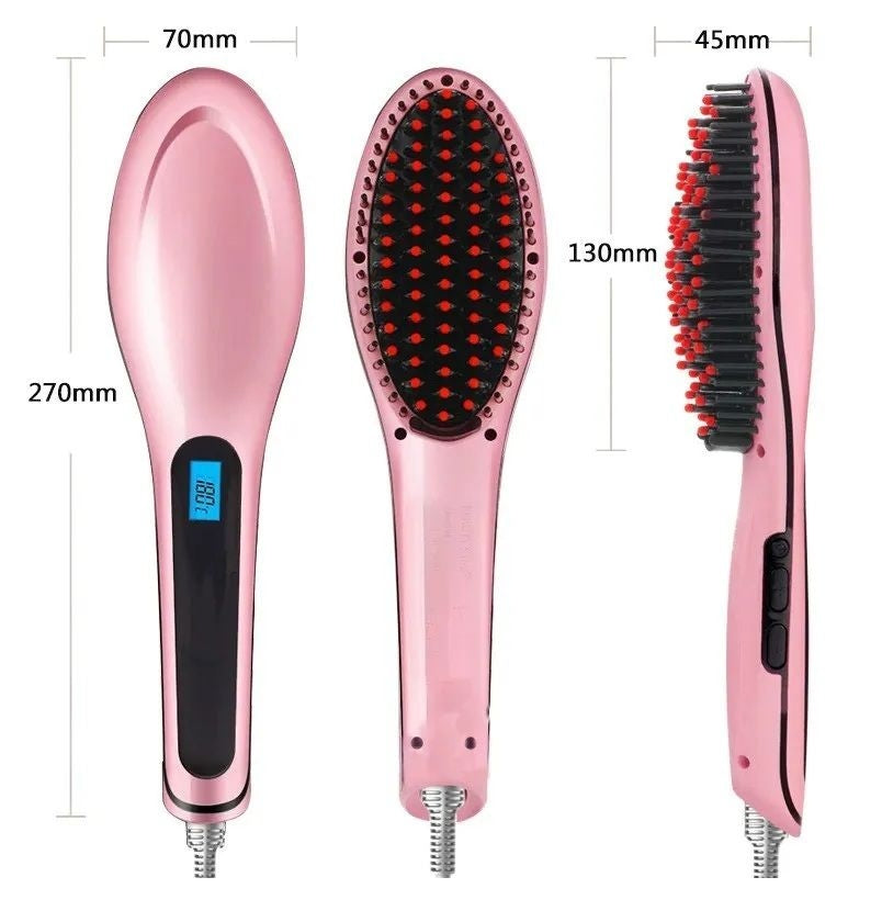 Digital Fast Hair Straightener Brush – Electric Hot Comb with LCD & Anti-Frizz Design