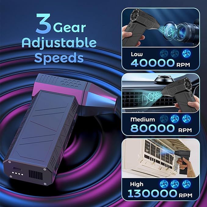 130000 RPM Mini Jet Blower – Rechargeable Cordless Air Duster