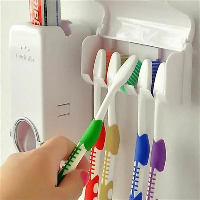 Automatic Toothpaste Dispenser with 5 Brush Holder
