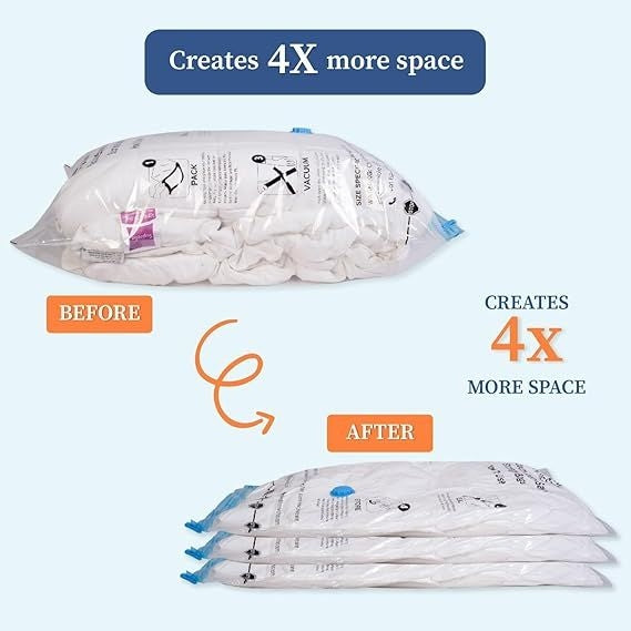 Vacuum Storage Bags with Pump – 5 Pack Travel Space Saver Compression Bags