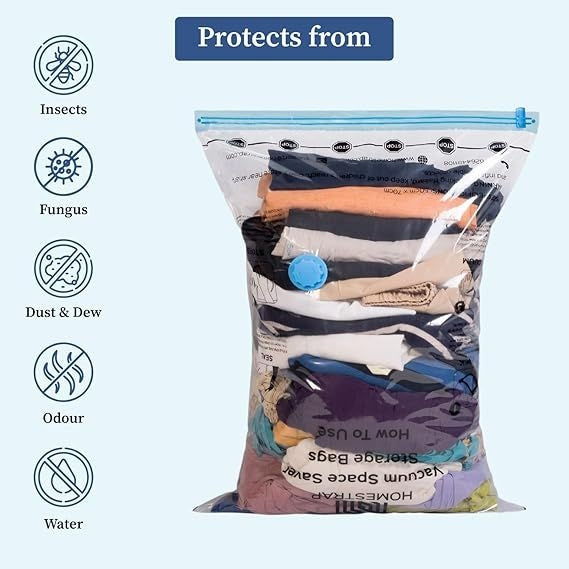 Vacuum Storage Bags with Pump – 5 Pack Travel Space Saver Compression Bags